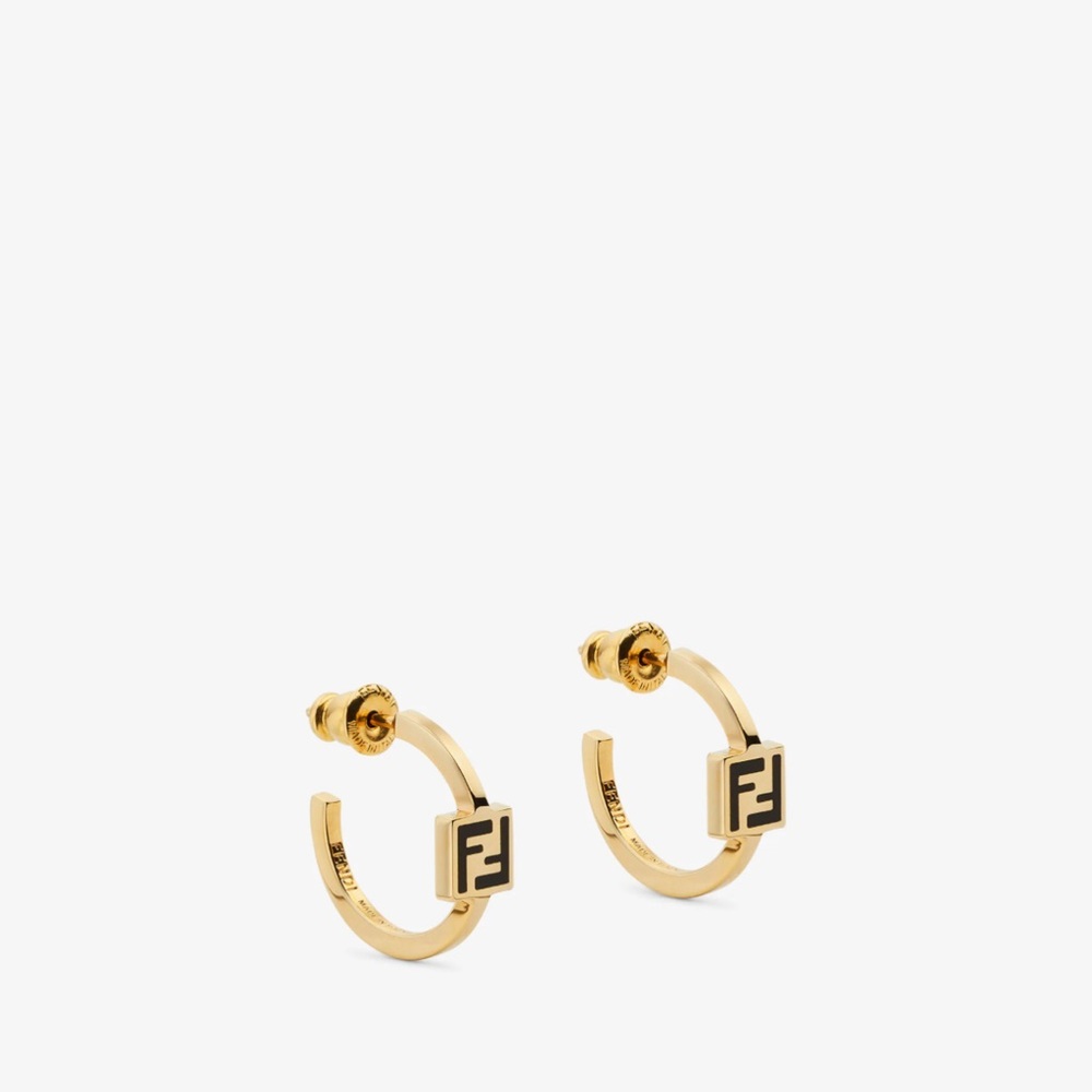 Fendi Gold Logo Hoop Earrings